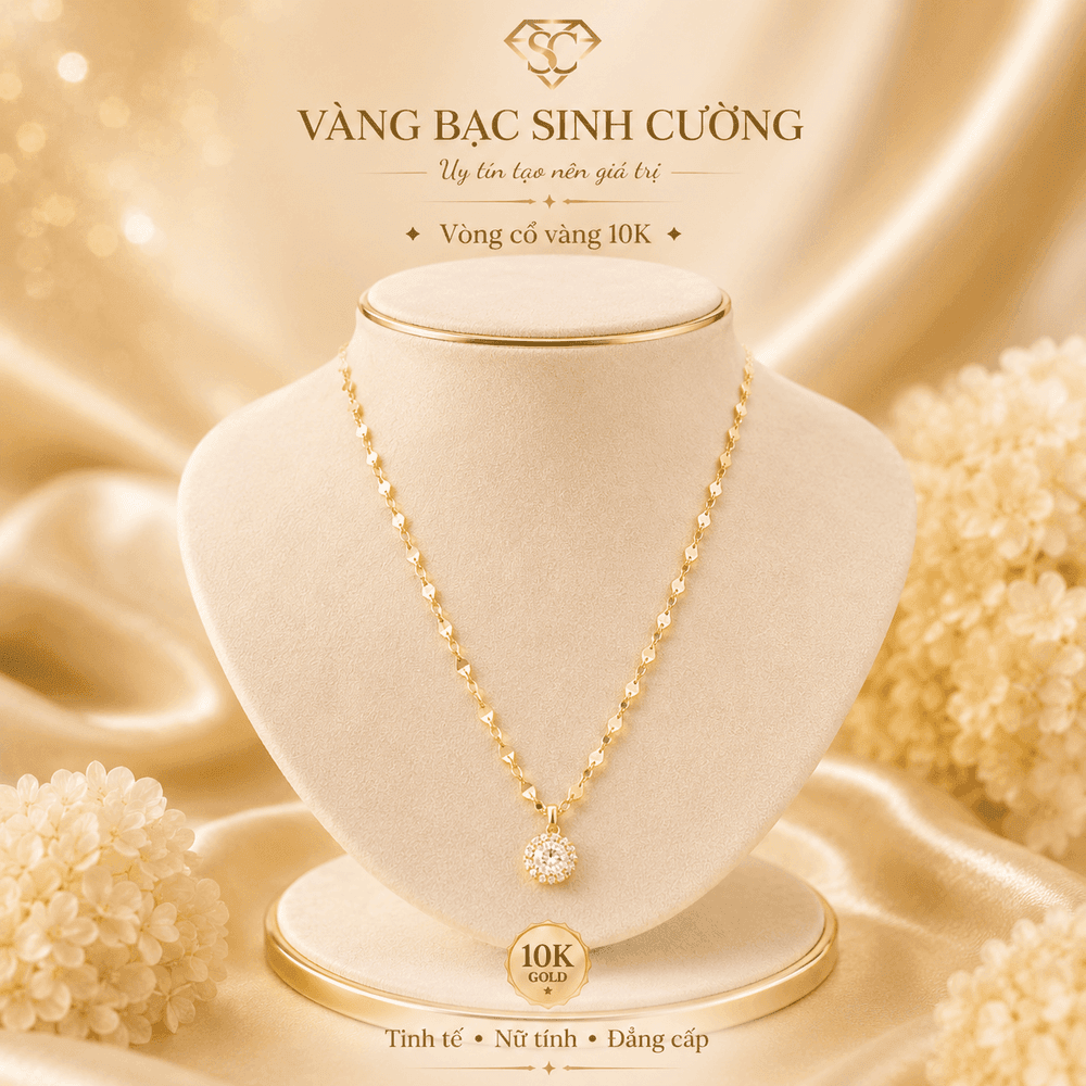 Vòng Cổ Vàng 10K Ánh Sao Solitaire — Vàng tây 10K