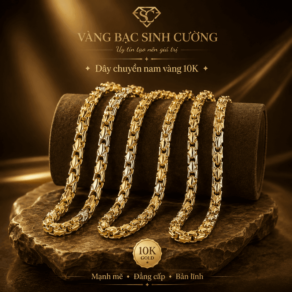 Dây Chuyền Nam Vàng 10K Mắt Xích Phi Long — Vàng tây 10K
