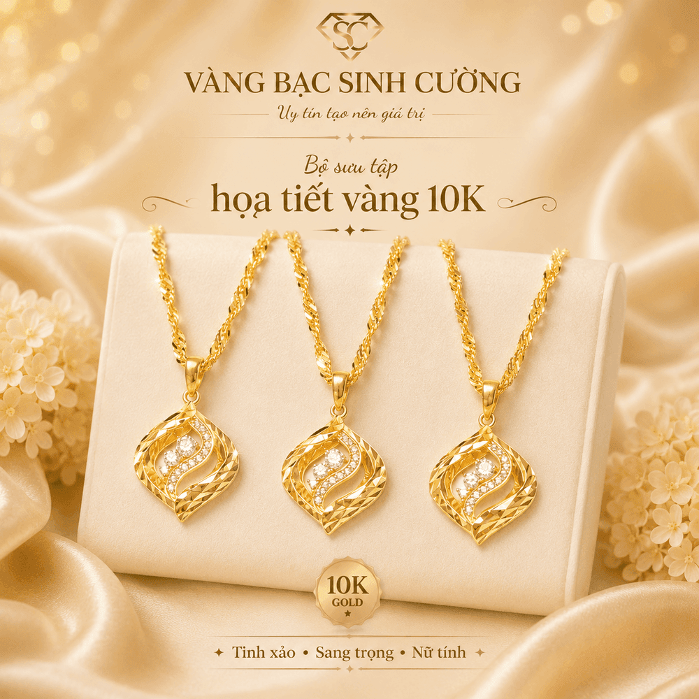 Vòng Cổ Vàng 10K Họa Tiết Hoàng Kim — Vàng tây 10K